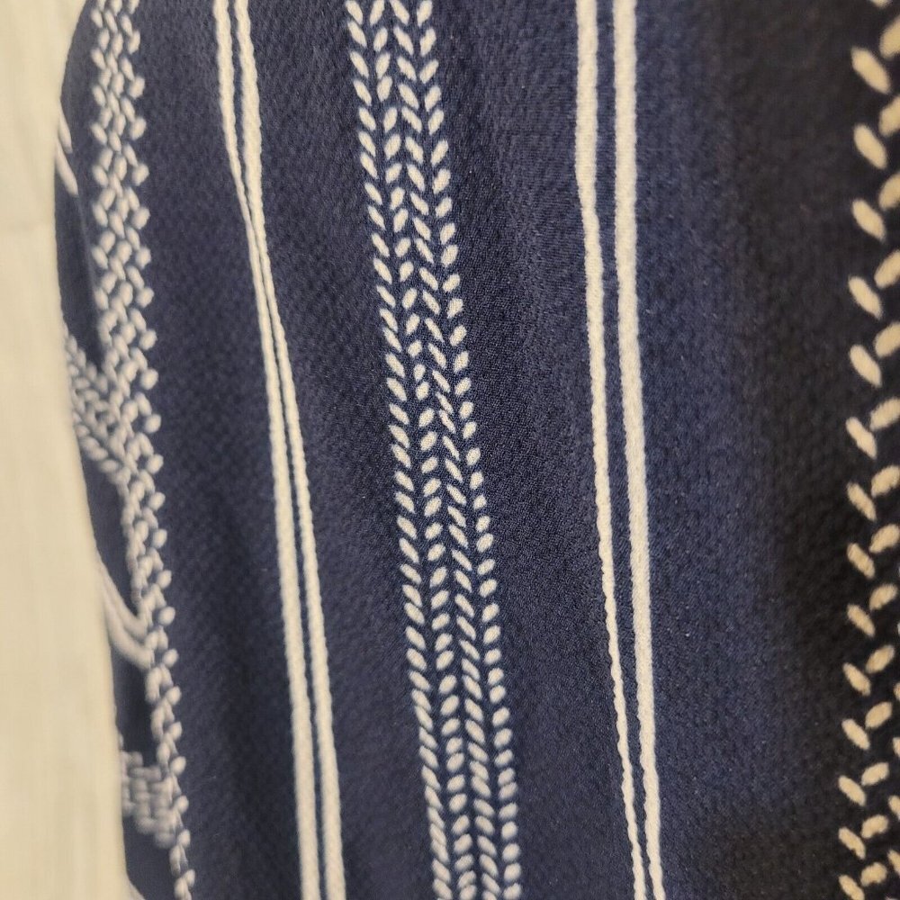 NWT Charlotte Russe V Neck Button Up Back Tie Striped Mini Dress Blue Size Small - Picture 9 of 12